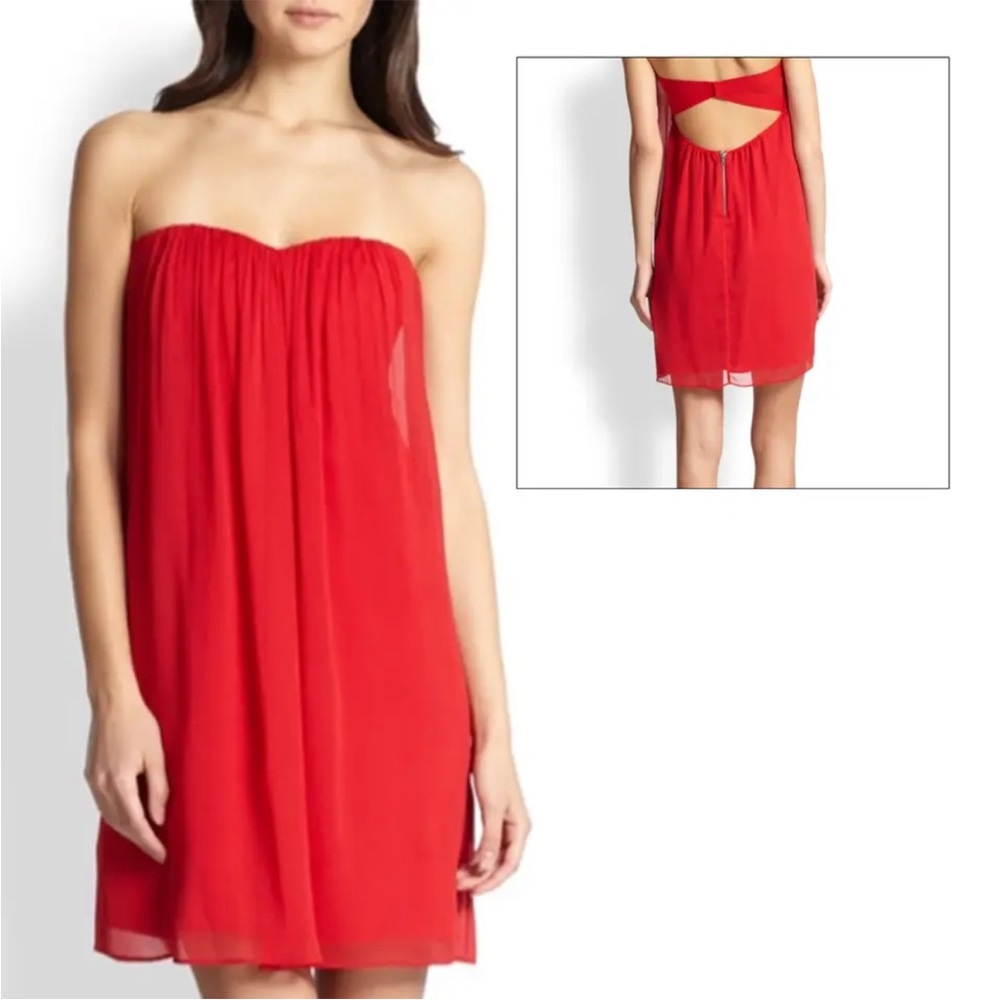 Alice + Olivia strapless red dress size 4 - Picture 2 of 7